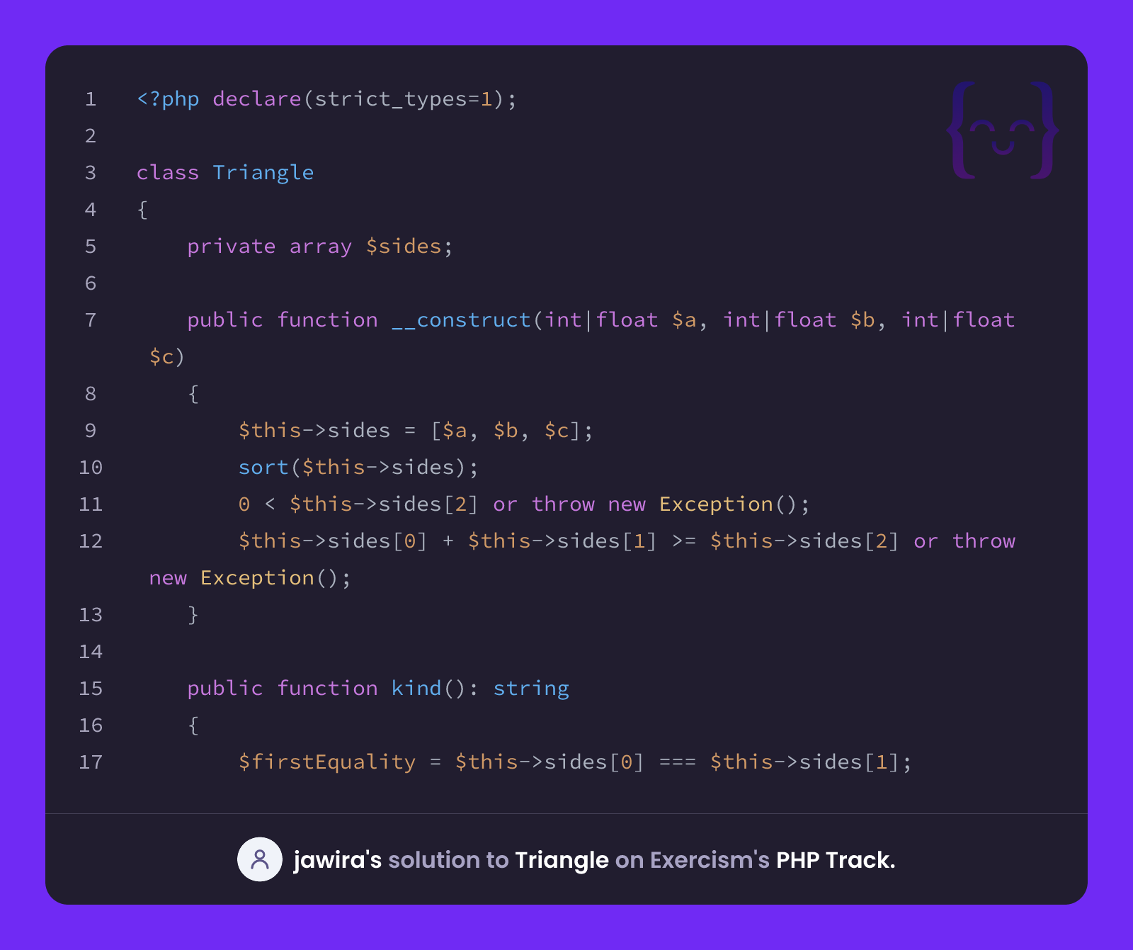 jawira's solution for Triangle in PHP on Exercism