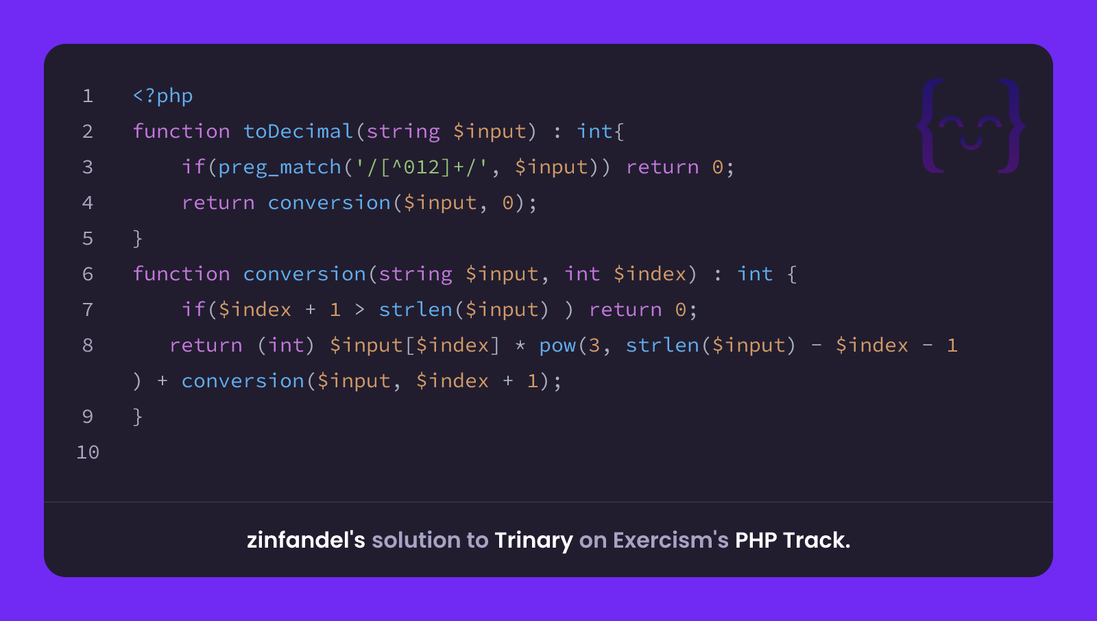 zinfandel's solution for Trinary in PHP on Exercism