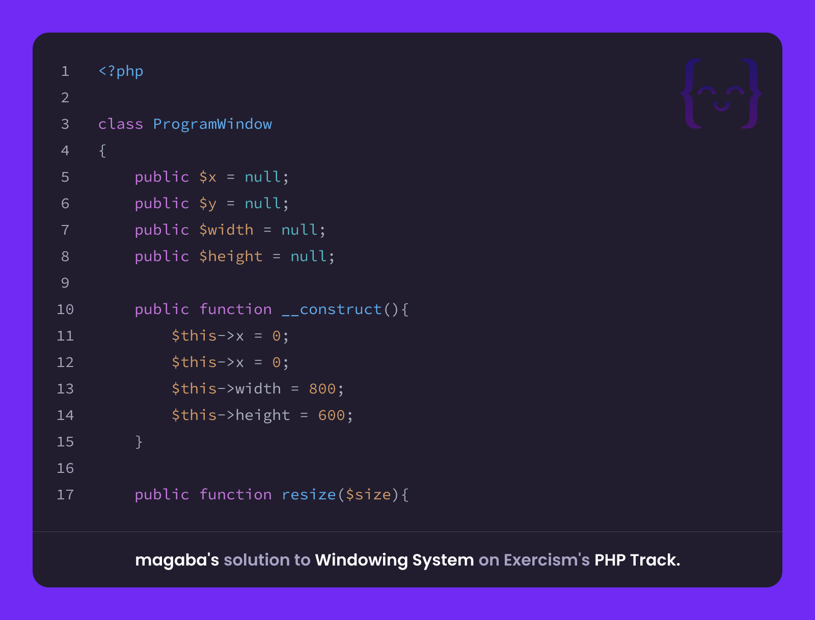 Magaba magaba's solution for Windowing System in PHP on Exercism