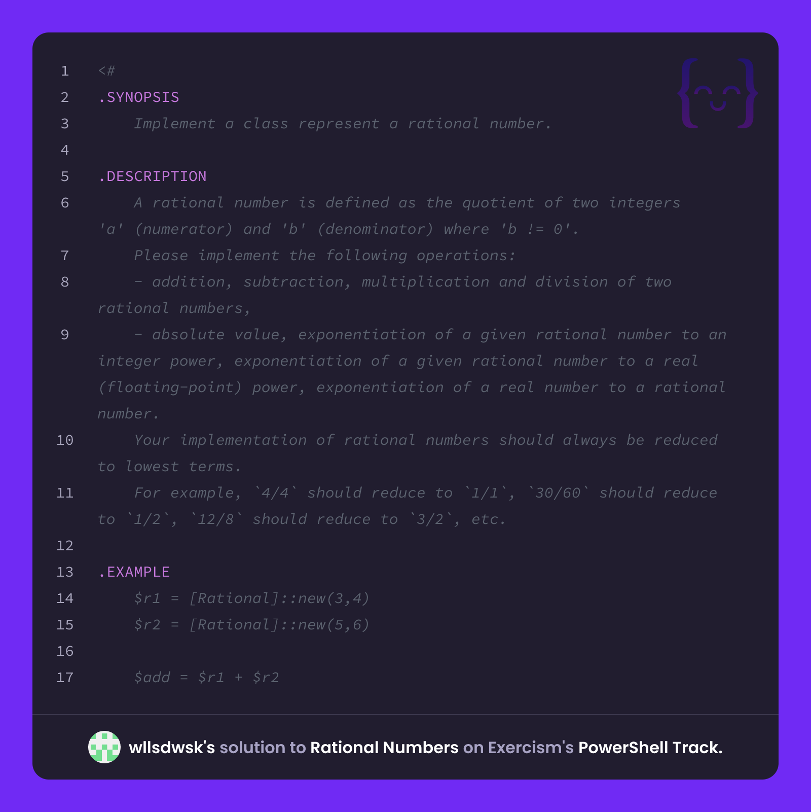 Powershell Winning Numbers wllsdwsk's solution for Rational Numbers in PowerShell on Exercism