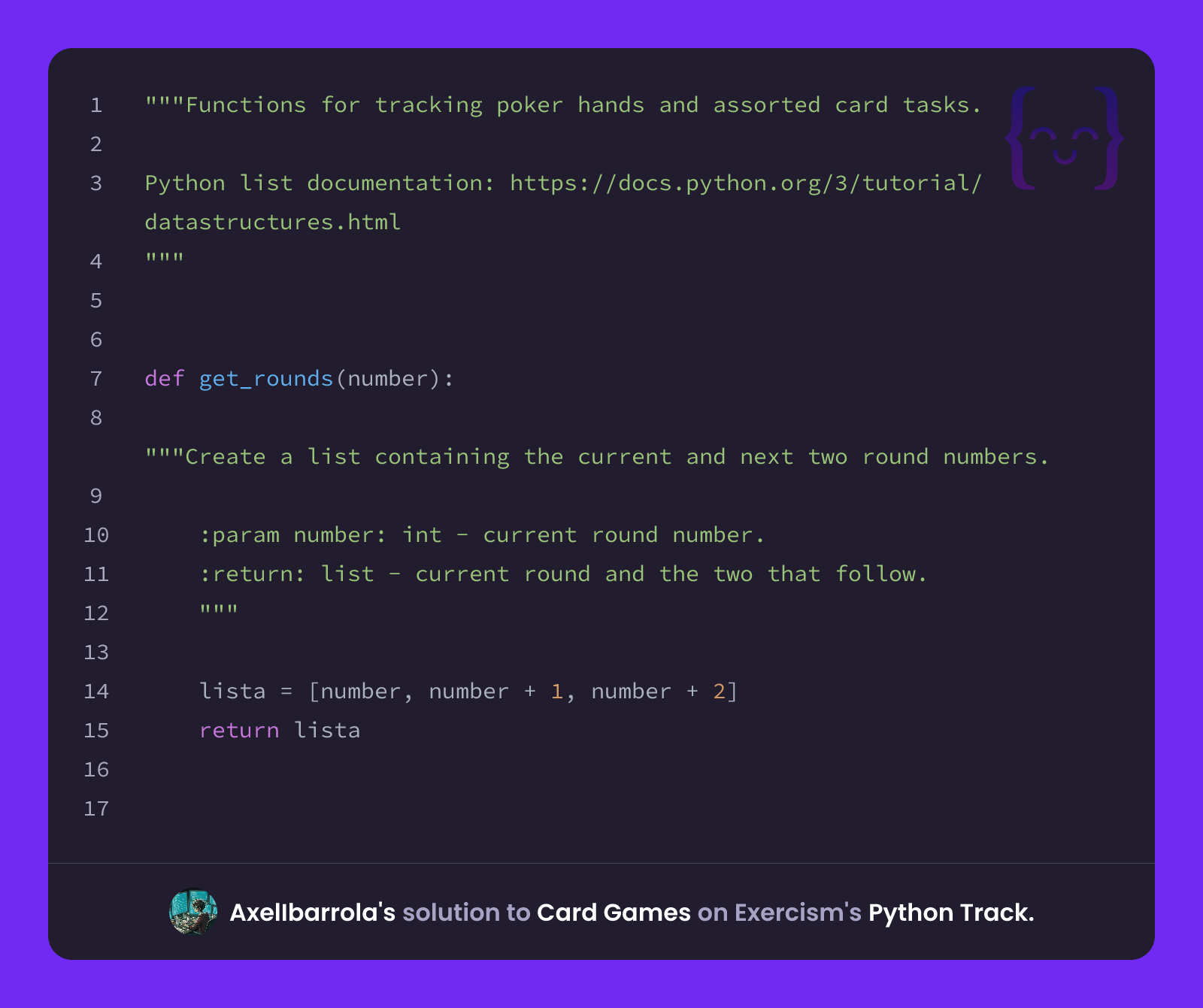 AxelIbarrola's solution for Card Games in Python on Exercism
