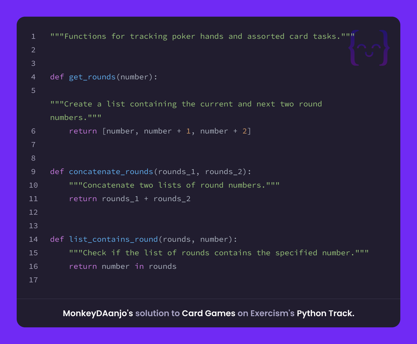 MonkeyDAanjo's solution for Card Games in Python on Exercism