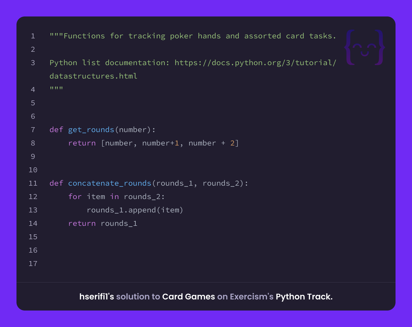 hserifi1's solution for Card Games in Python on Exercism