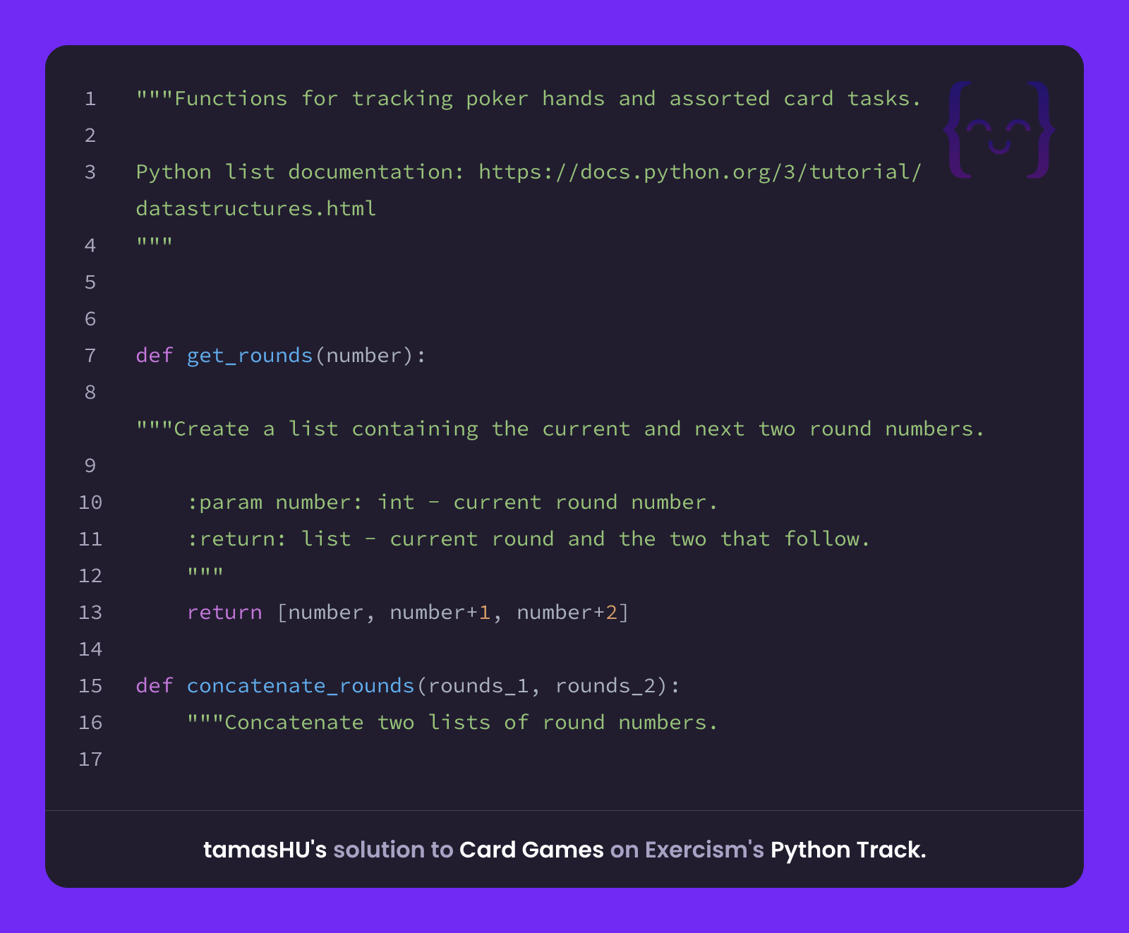 tamasHU's solution for Card Games in Python on Exercism