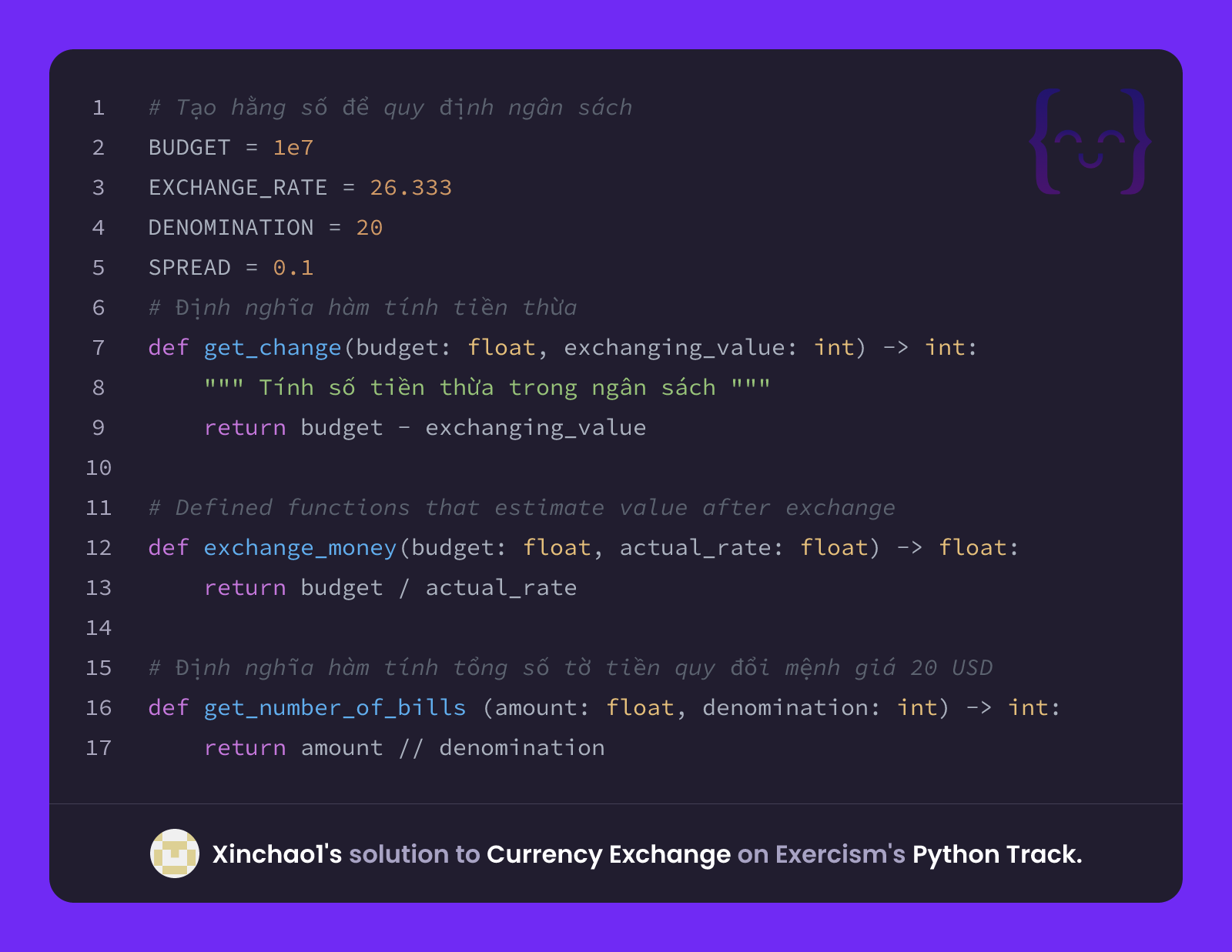Xinchao1's solution for Currency Exchange in Python on Exercism