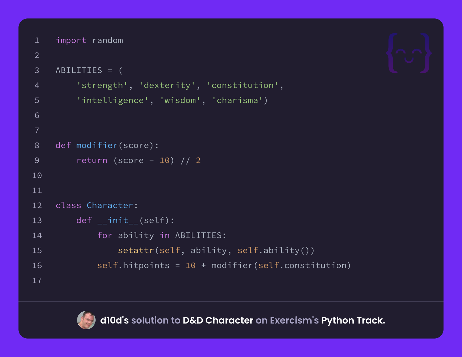 d10d's solution for D&D Character in Python on Exercism