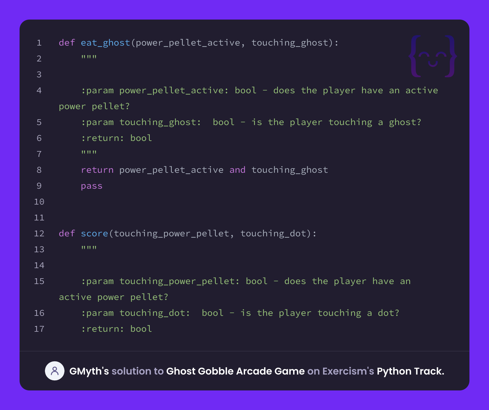 Microsoft Arcade Python GMyth's solution for Ghost Gobble Arcade Game in Python on Exercism