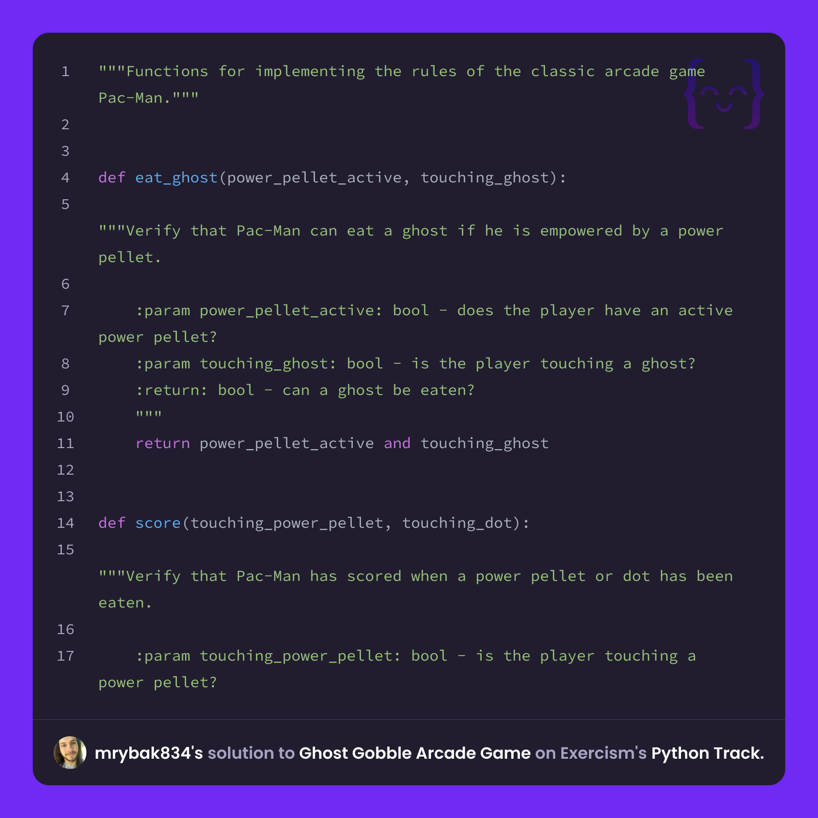 mrybak834's solution for Ghost Gobble Arcade Game in Python on Exercism