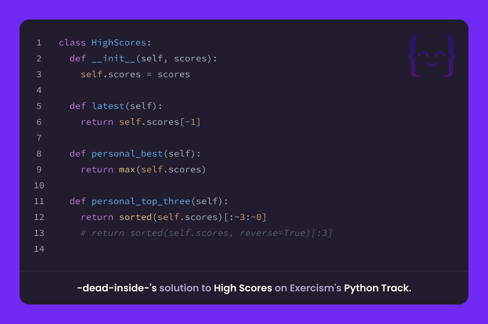 dead-inside-'s solution for High Scores in Python on Exercism