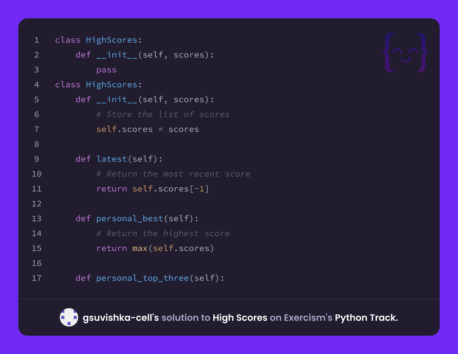 gsuvishka-cell's solution for High Scores in Python on Exercism