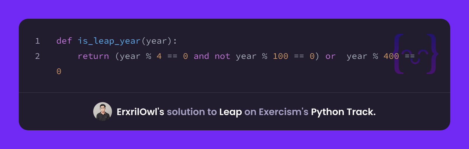 ErxrilOwl's solution for Leap in Python on Exercism