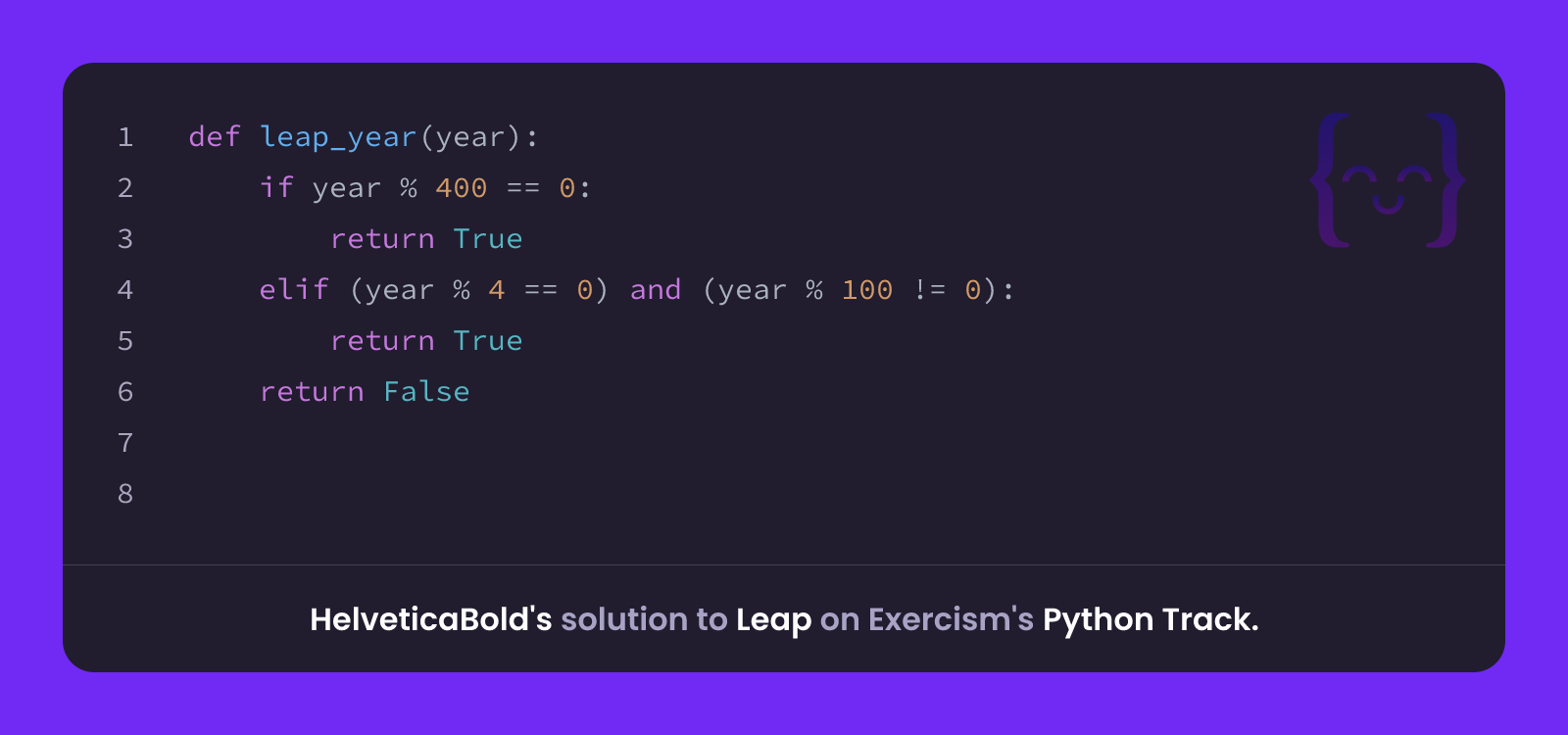 HelveticaBold's solution for Leap in Python on Exercism