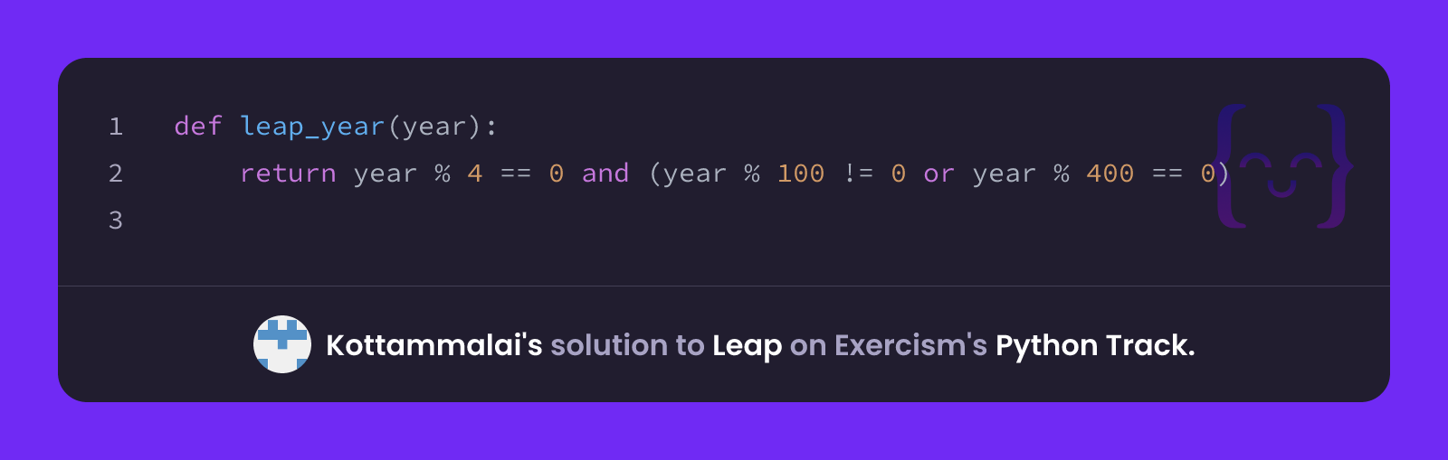 Kottammalai's solution for Leap in Python on Exercism