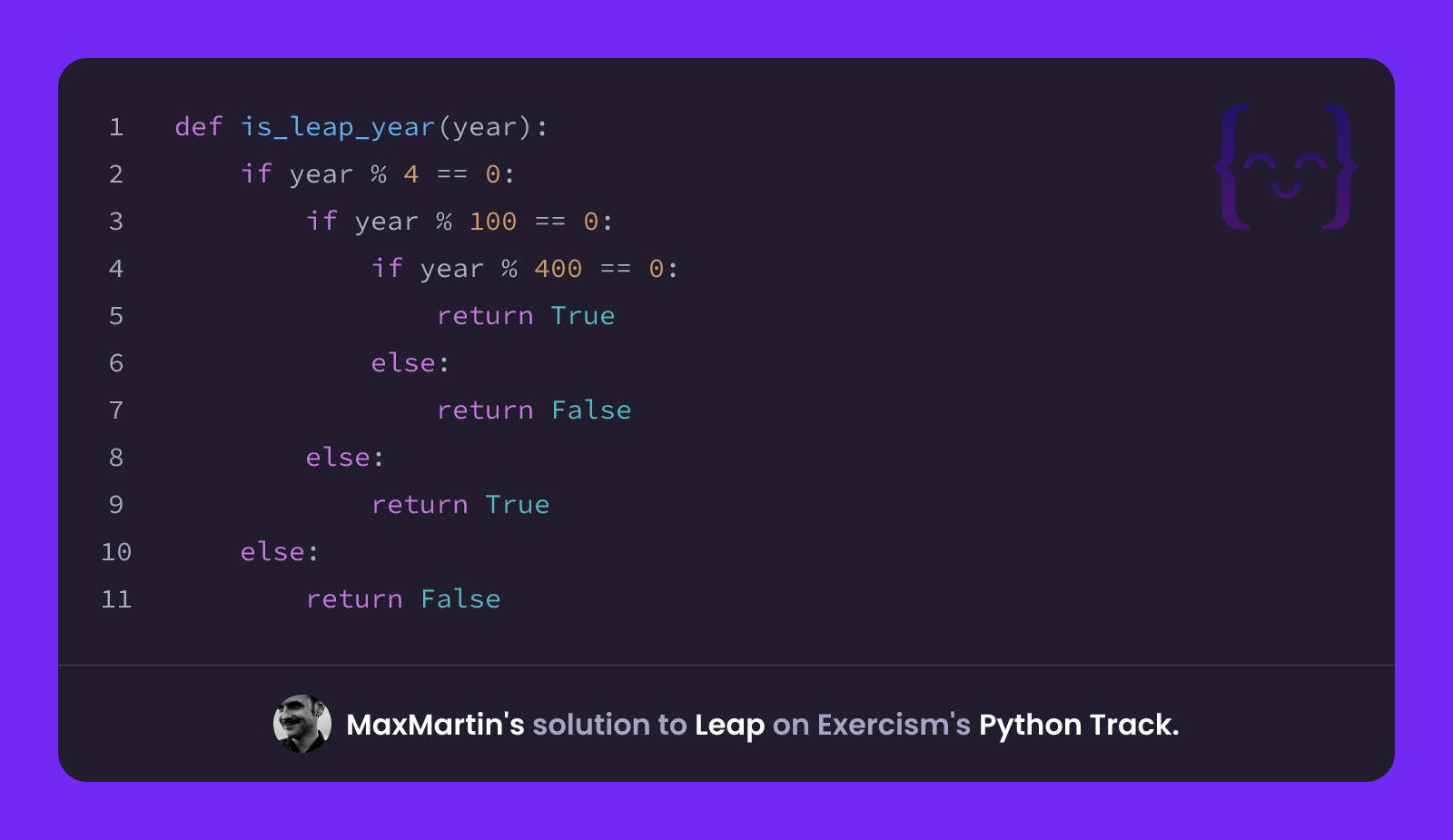 MaxMartin's solution for Leap in Python on Exercism