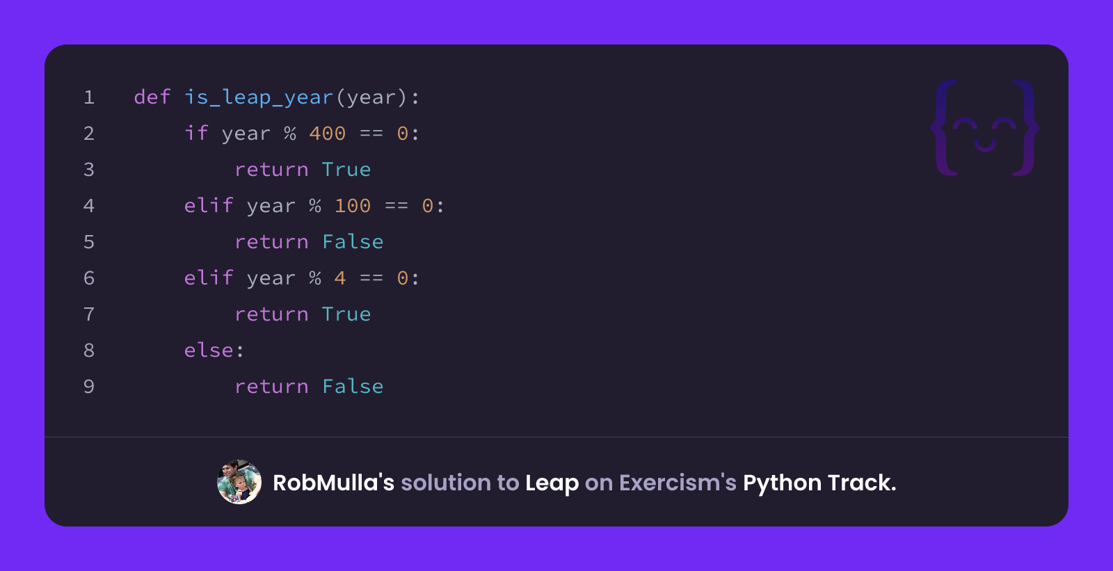 RobMulla's solution for Leap in Python on Exercism