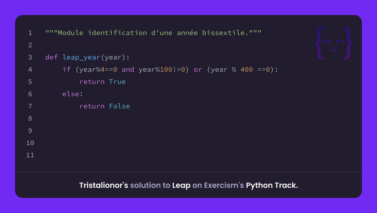 Tristalionor's solution for Leap in Python on Exercism