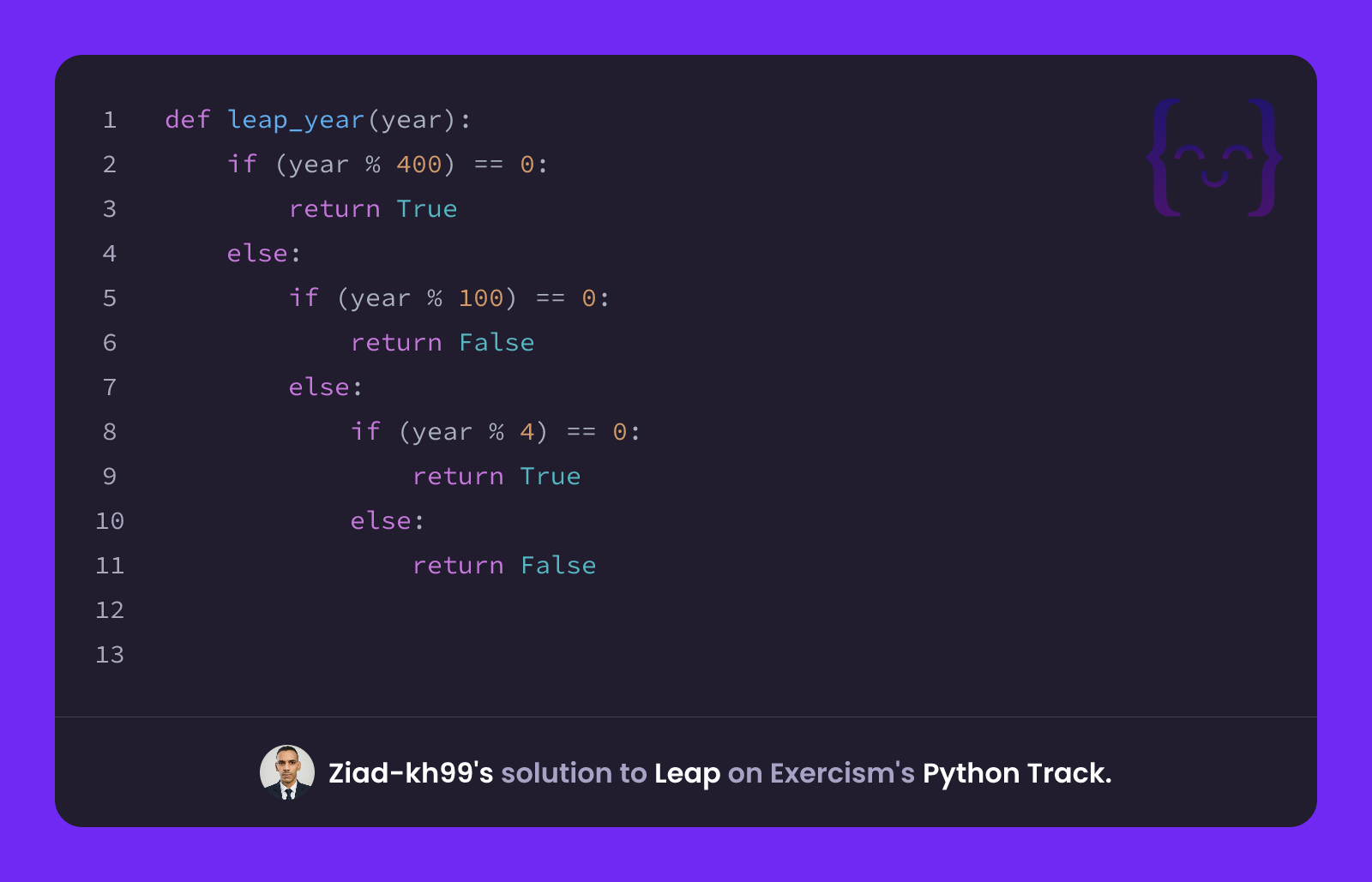Ziad-kh99's solution for Leap in Python on Exercism