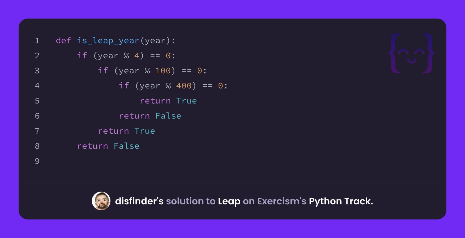 disfinder's solution for Leap in Python on Exercism