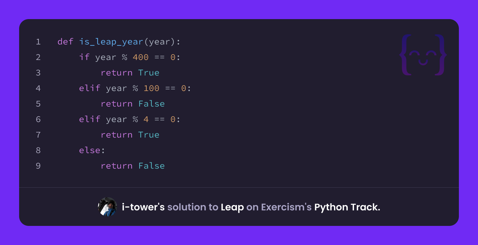 i-tower's solution for Leap in Python on Exercism