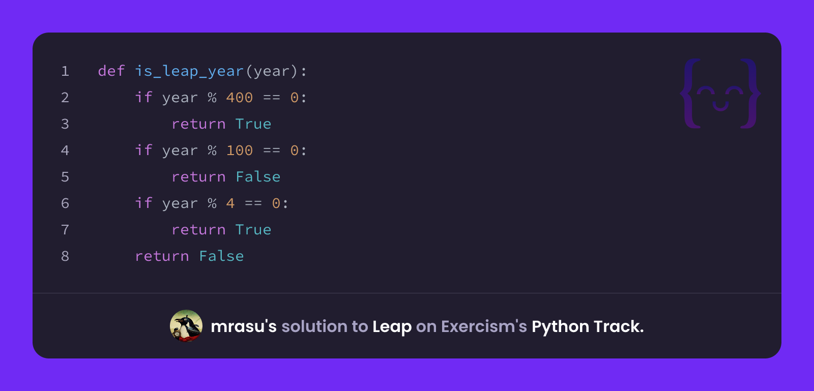 mrasu's solution for Leap in Python on Exercism