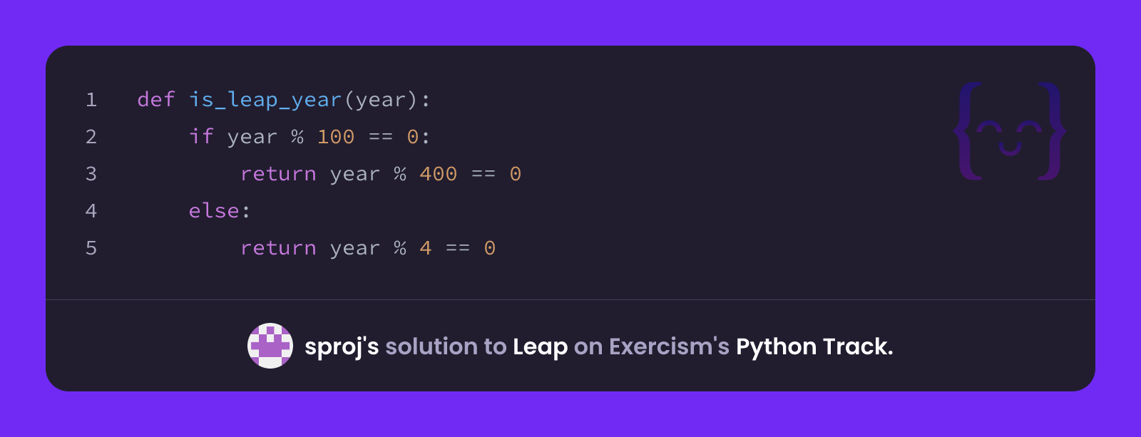 sproj's solution for Leap in Python on Exercism