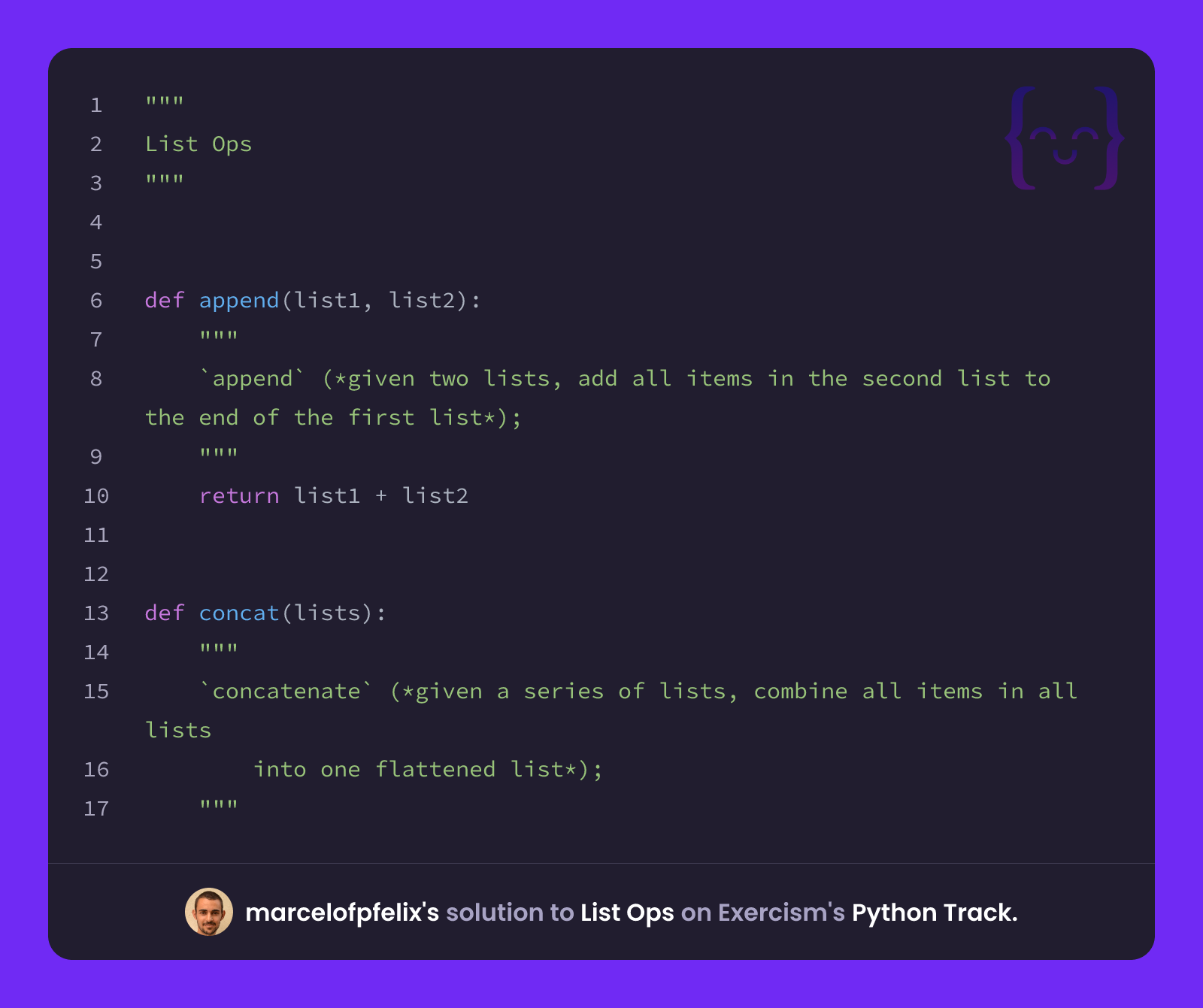 marcelofpfelix's solution for List Ops in Python on Exercism