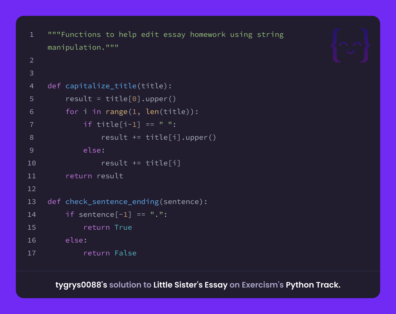 tygrys0088's solution for Little Sister's Essay in Python on Exercism