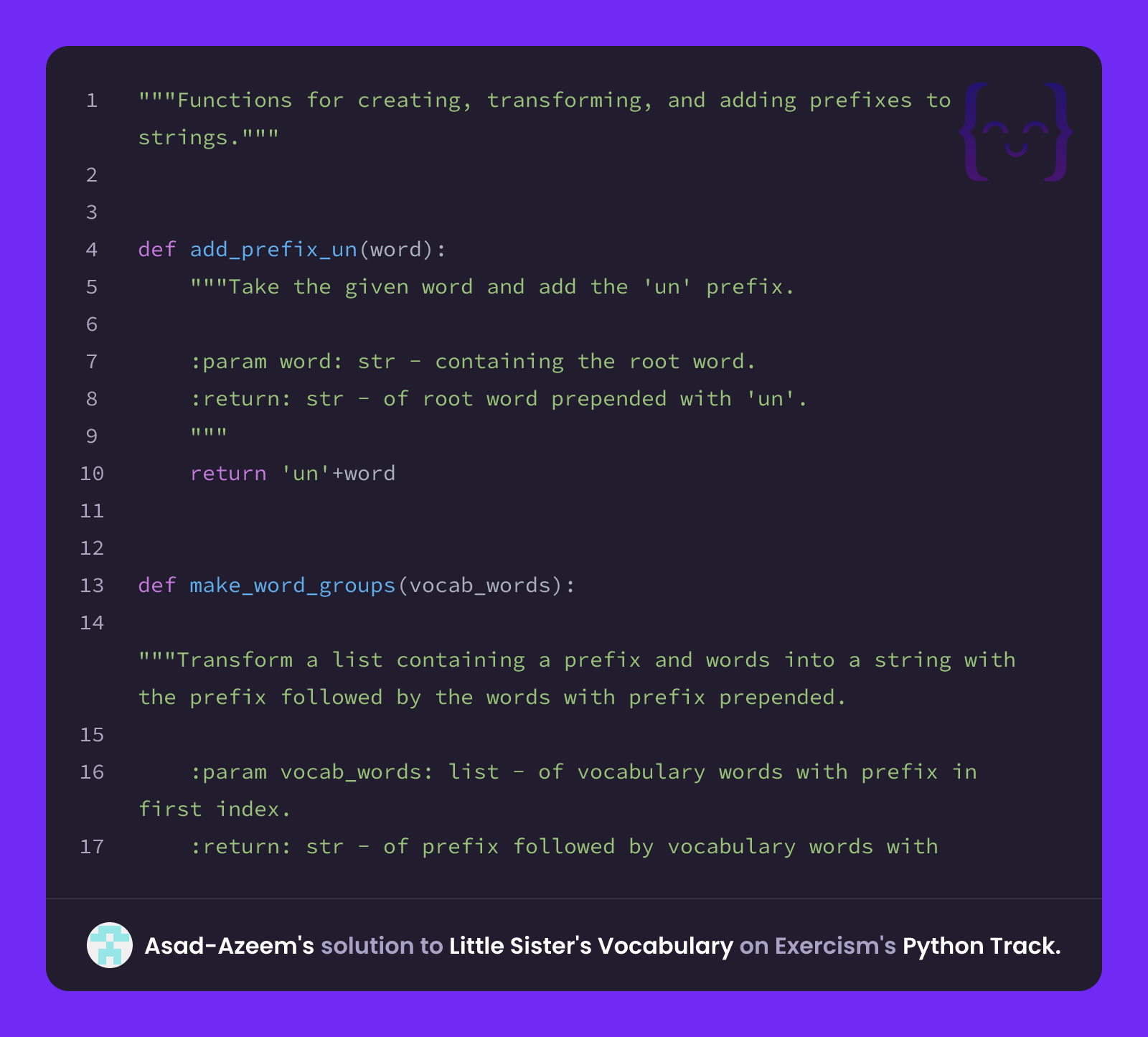 Asad-Azeem's solution for Little Sister's Vocabulary in Python on Exercism