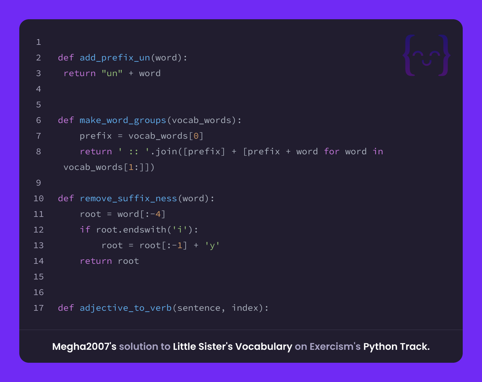 Megha2007's solution for Little Sister's Vocabulary in Python on Exercism