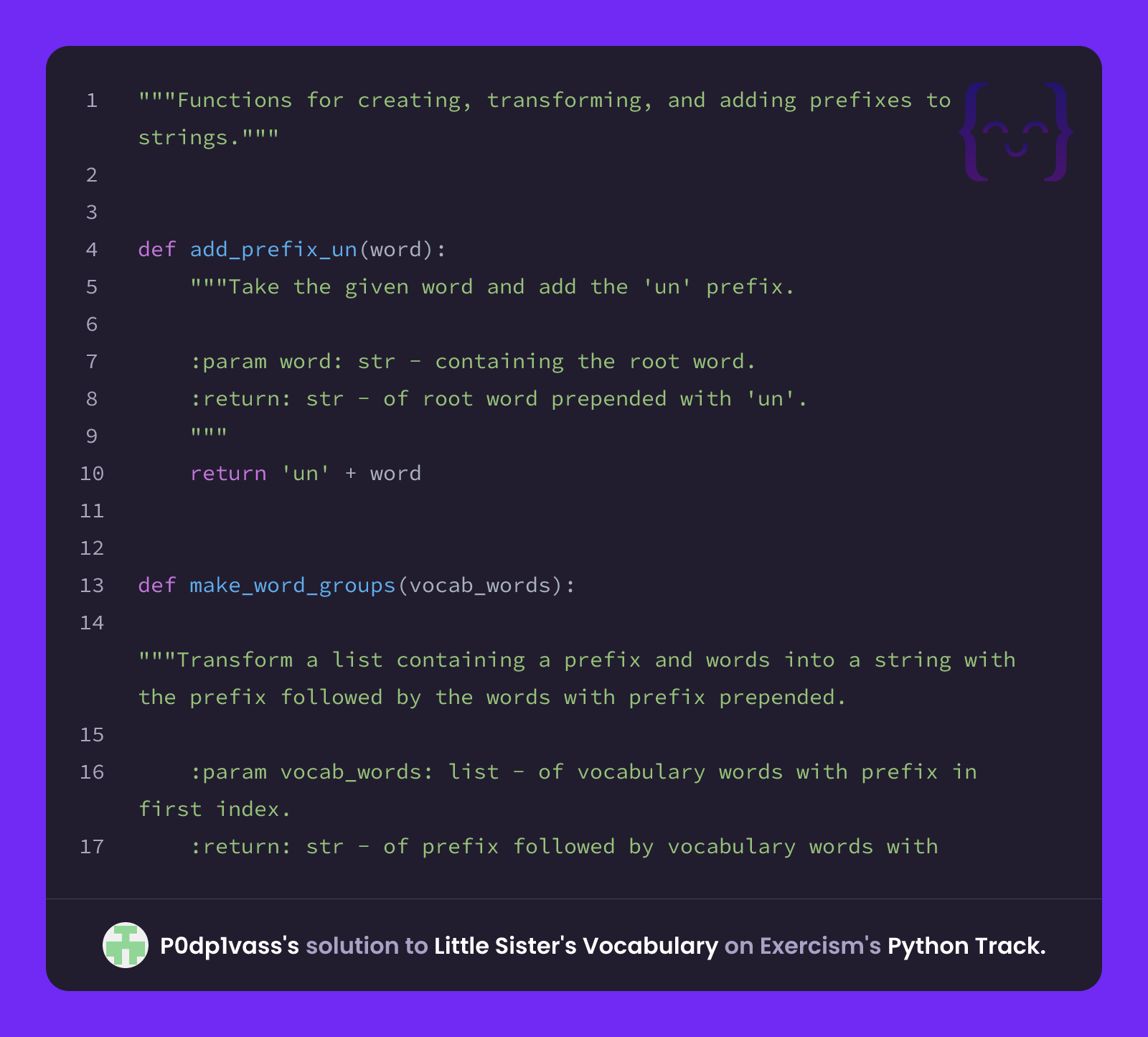 P0dp1vass's solution for Little Sister's Vocabulary in Python on Exercism