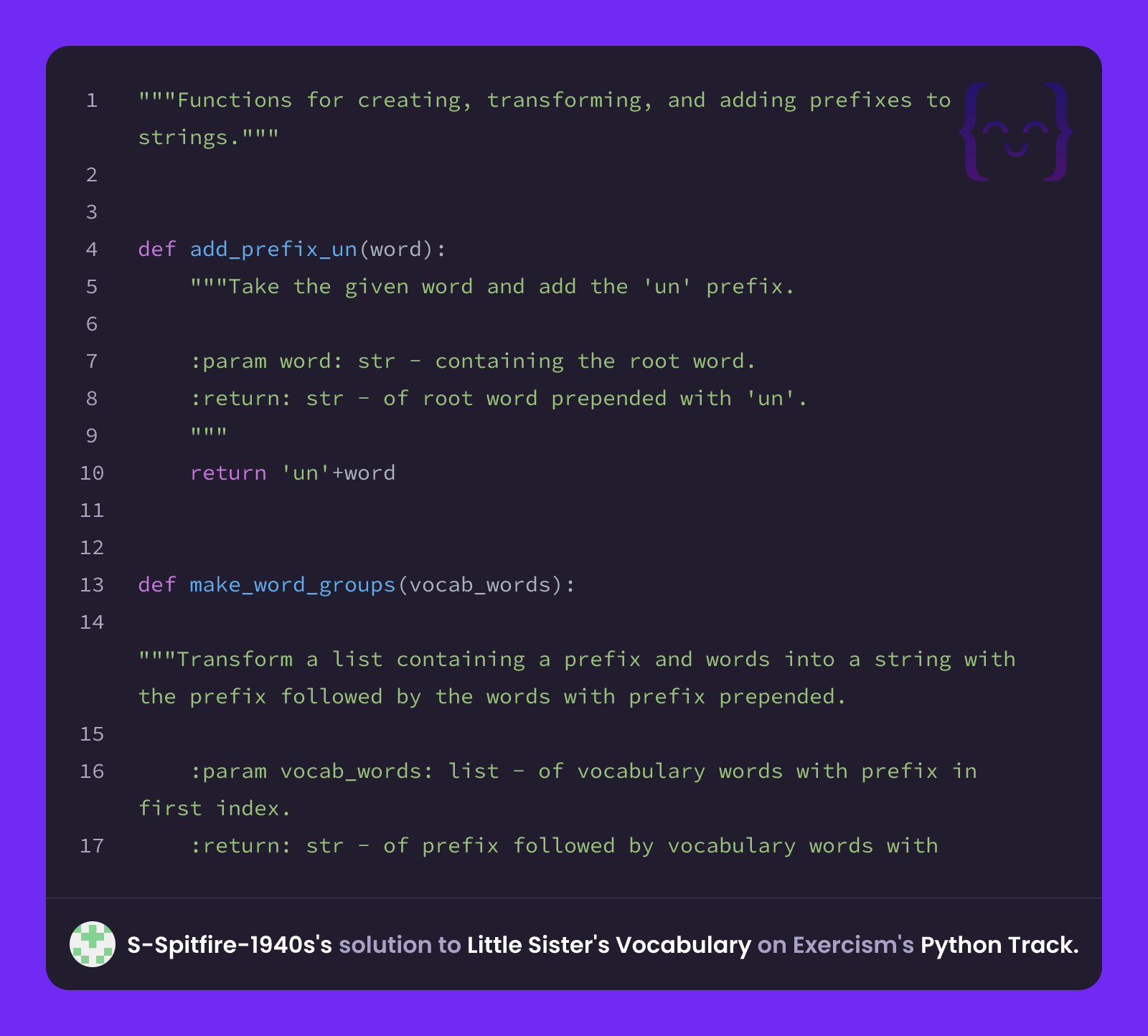 S-Spitfire-1940s's solution for Little Sister's Vocabulary in Python on ...