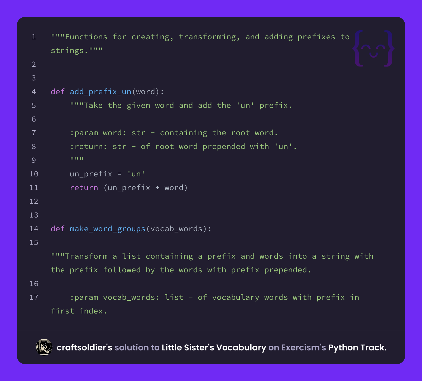 Python Soldier craftsoldier's solution for Little Sister's Vocabulary in Python on ...