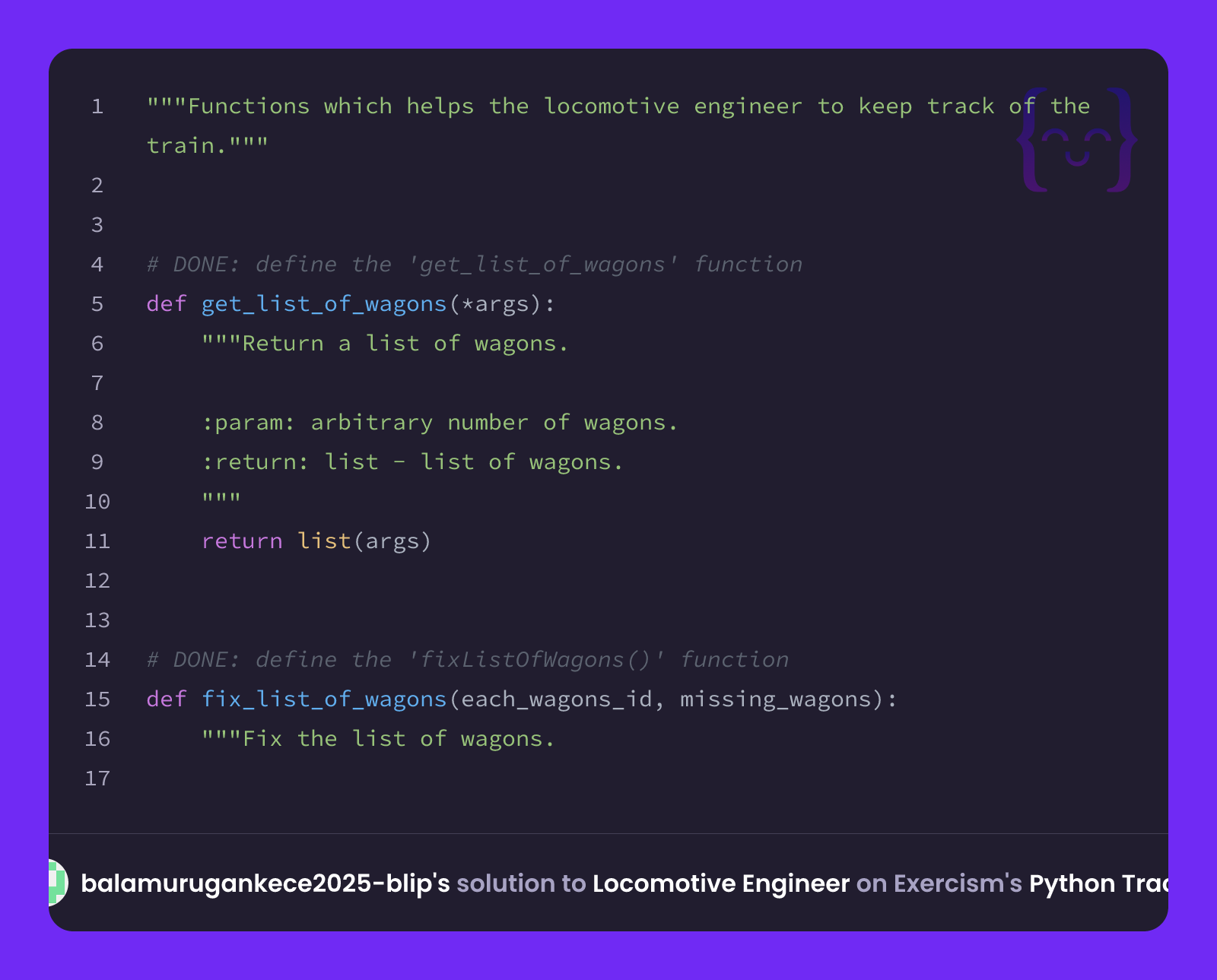 balamurugankece2025-blip's solution for Locomotive Engineer in Python ...