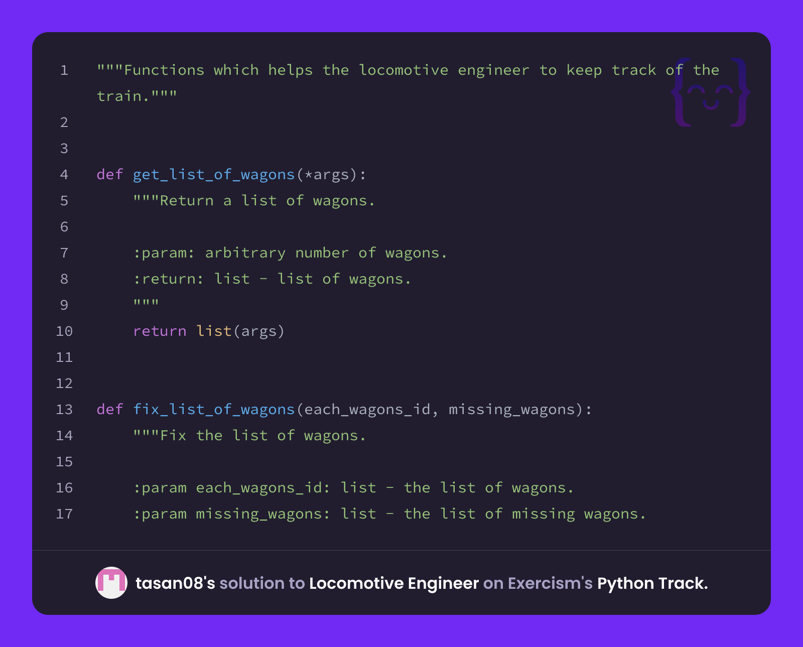 tasan08's solution for Locomotive Engineer in Python on Exercism
