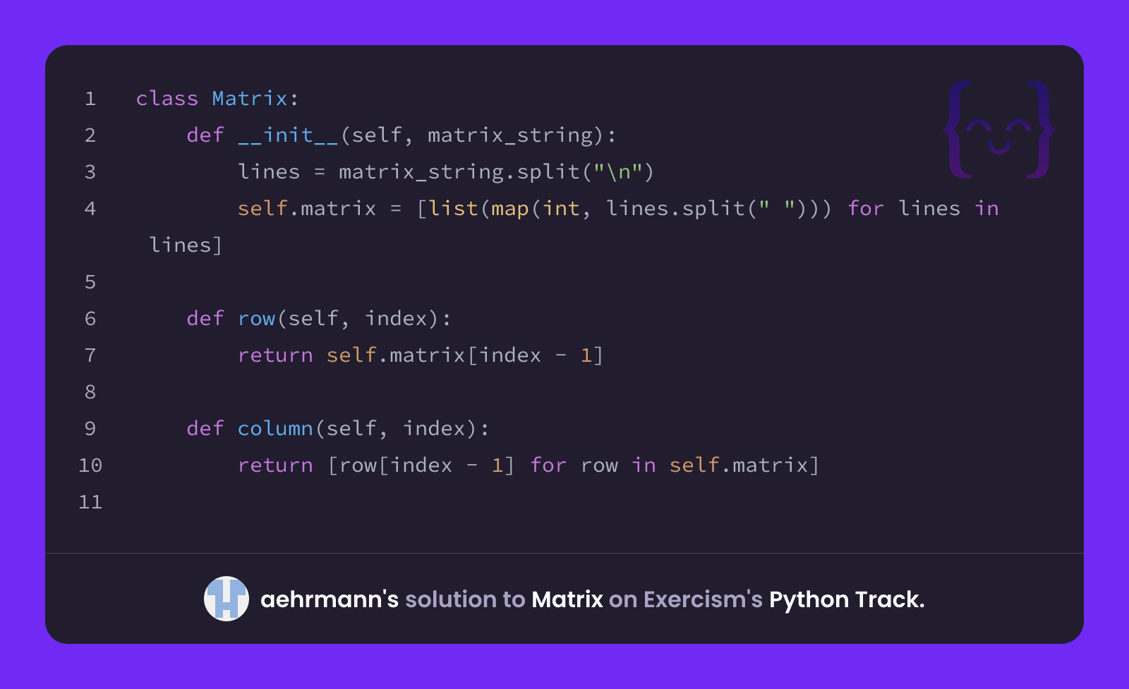 aehrmann's solution for Matrix in Python on Exercism