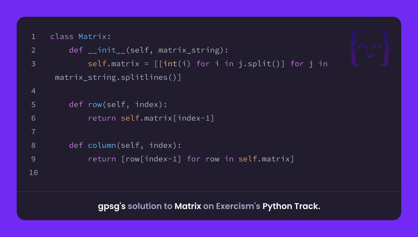gpsg's solution for Matrix in Python on Exercism