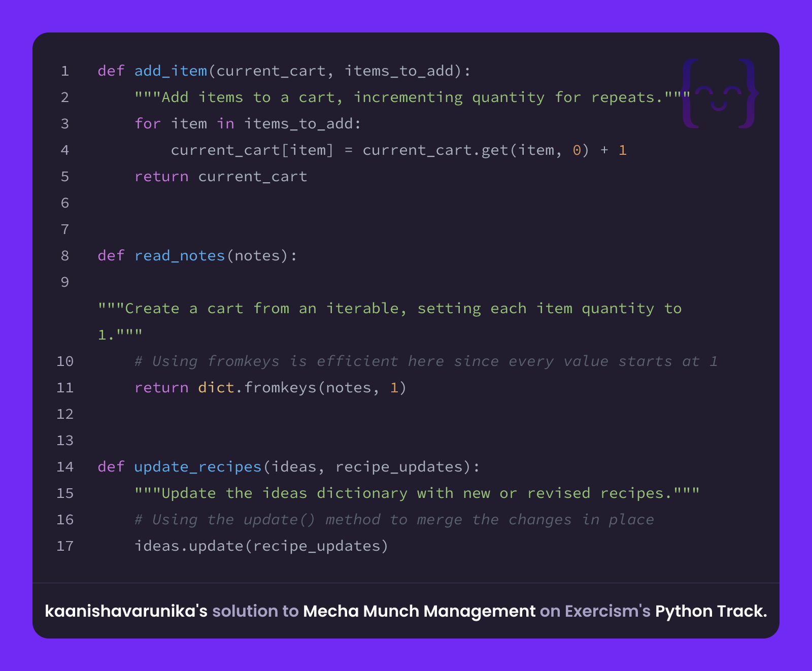 kaanishavarunika's solution for Mecha Munch Management in Python on ...