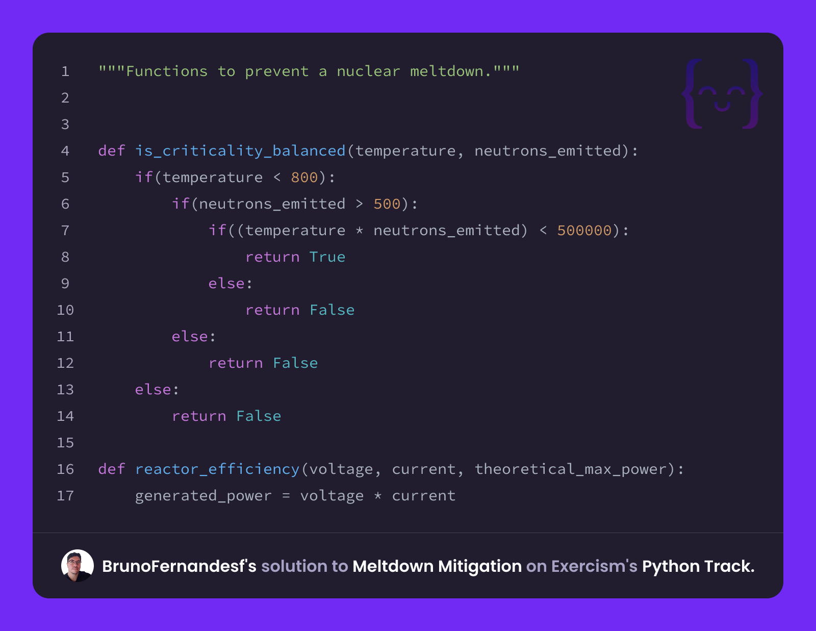 BrunoFernandesf's solution for Meltdown Mitigation in Python on Exercism