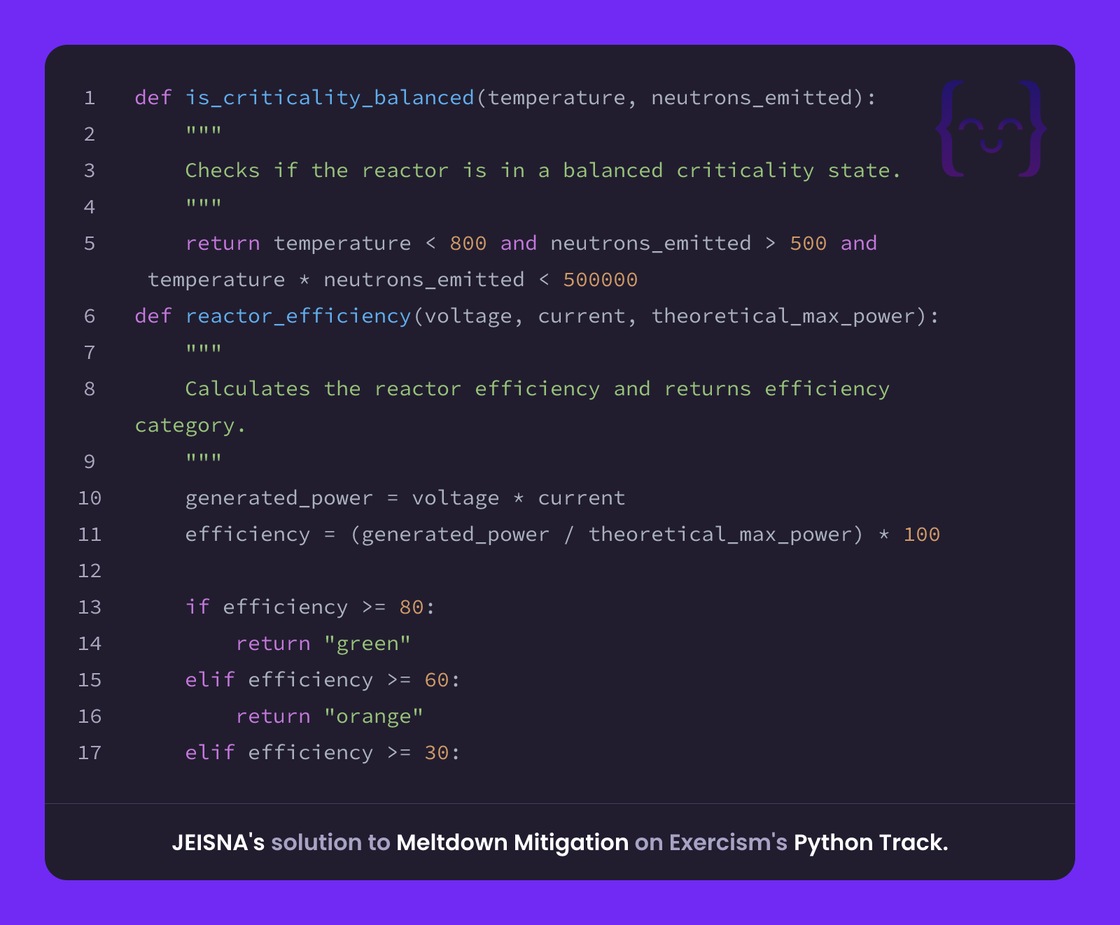 JEISNA's solution for Meltdown Mitigation in Python on Exercism
