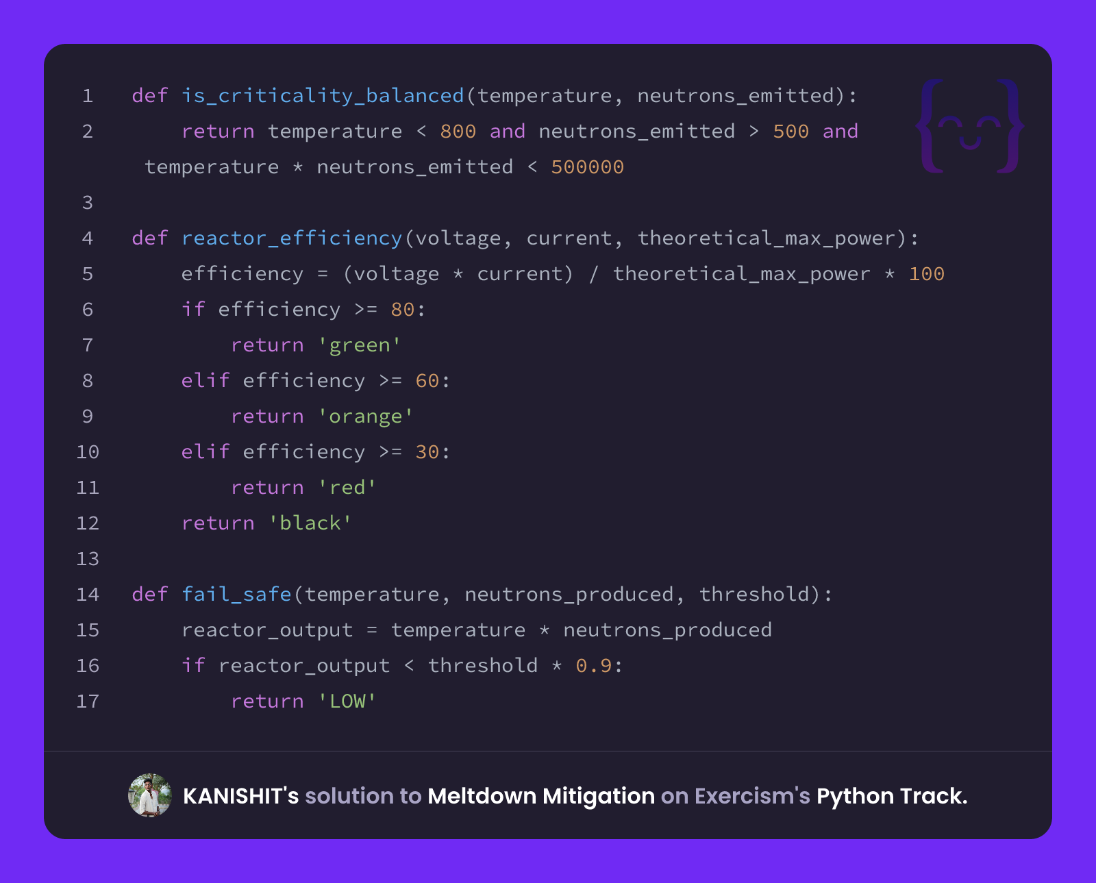 KANISHIT's solution for Meltdown Mitigation in Python on Exercism