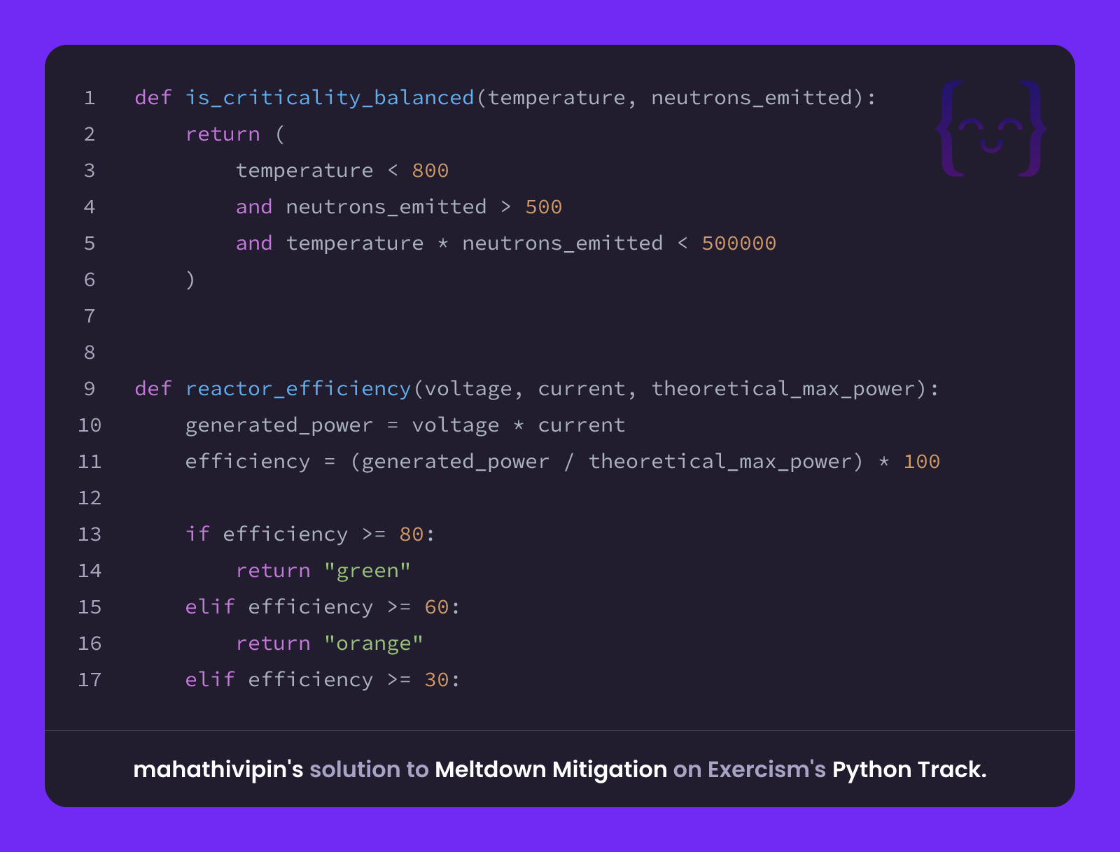 mahathivipin's solution for Meltdown Mitigation in Python on Exercism