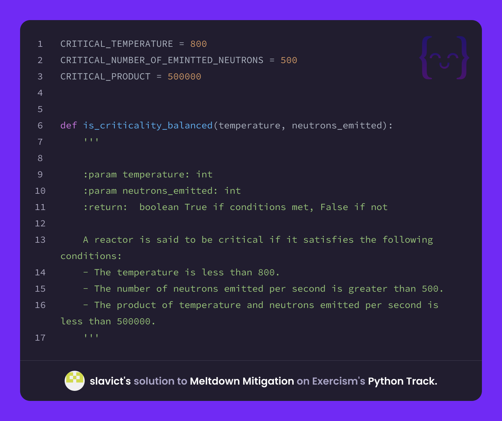 slavict's solution for Meltdown Mitigation in Python on Exercism