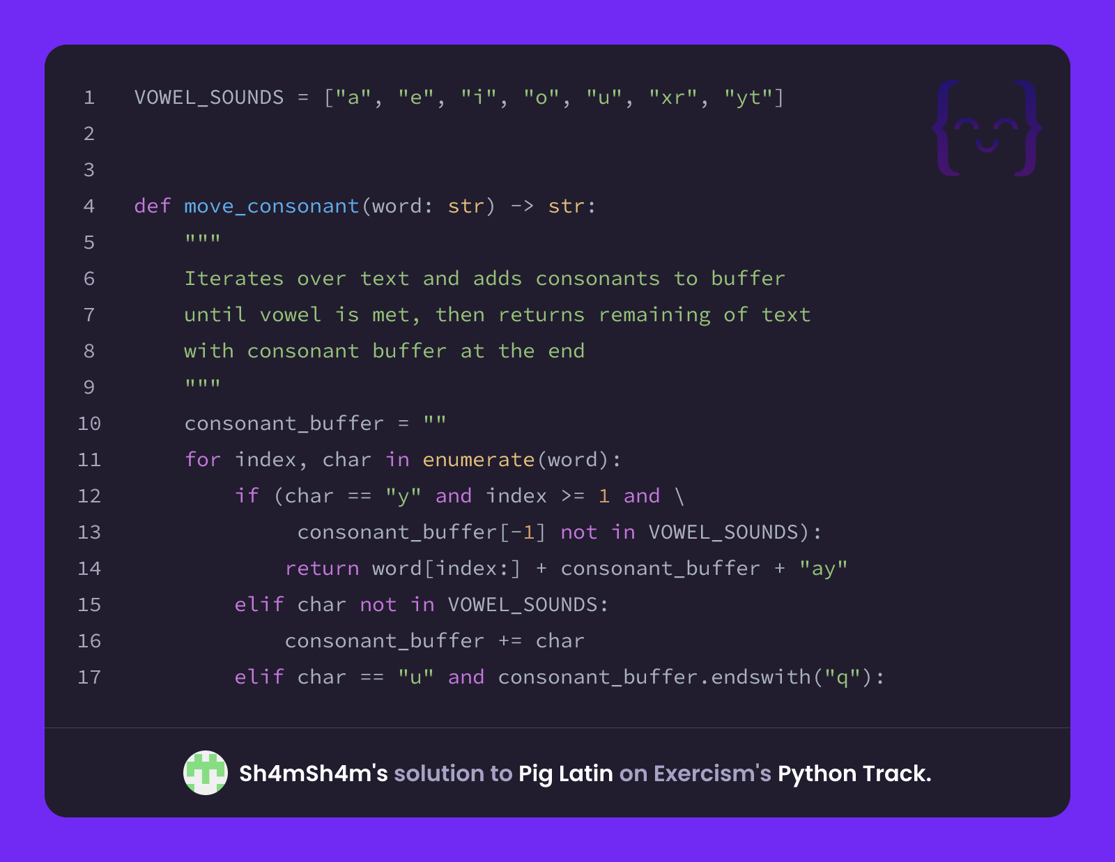 Sh4mSh4m's solution for Pig Latin in Python on Exercism