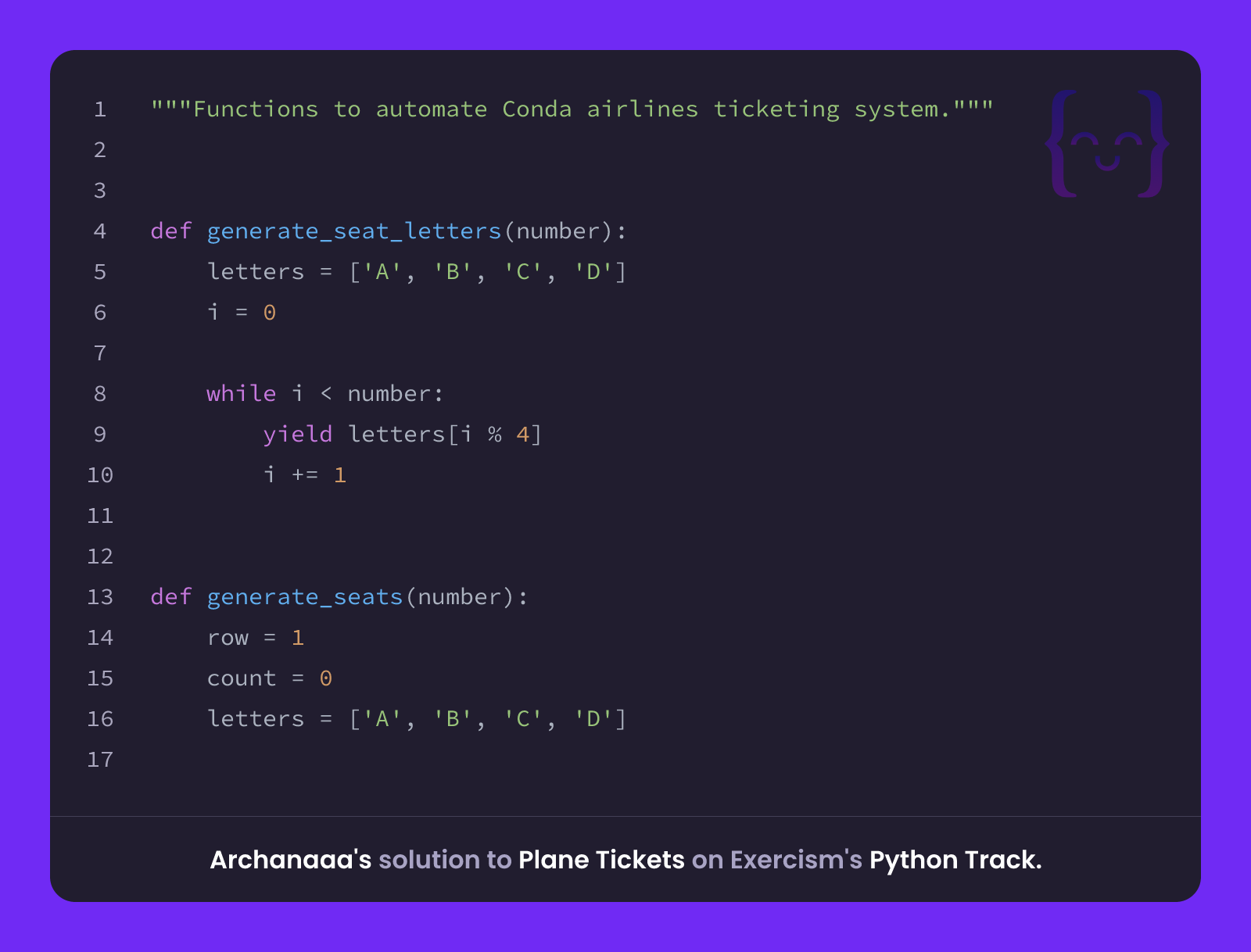 Archanaaa's solution for Plane Tickets in Python on Exercism