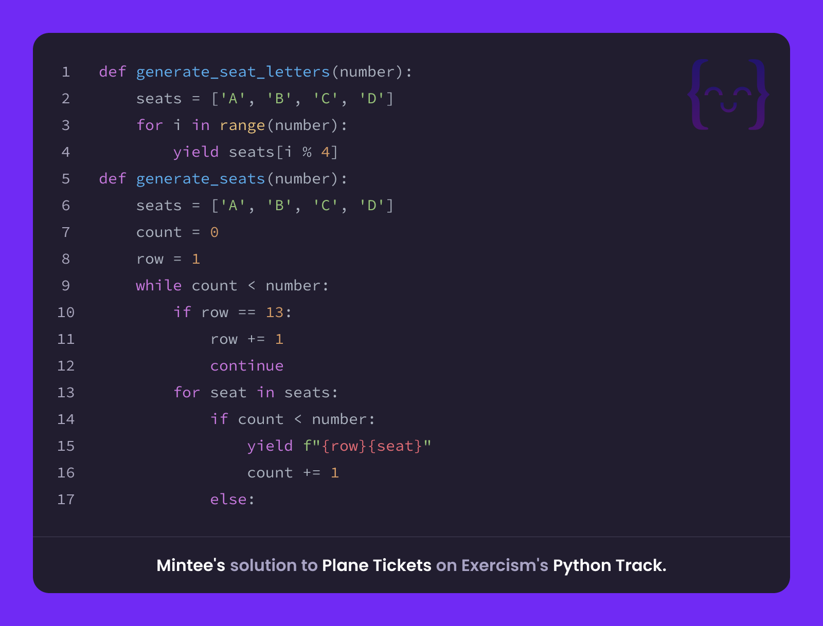 Mintee's solution for Plane Tickets in Python on Exercism
