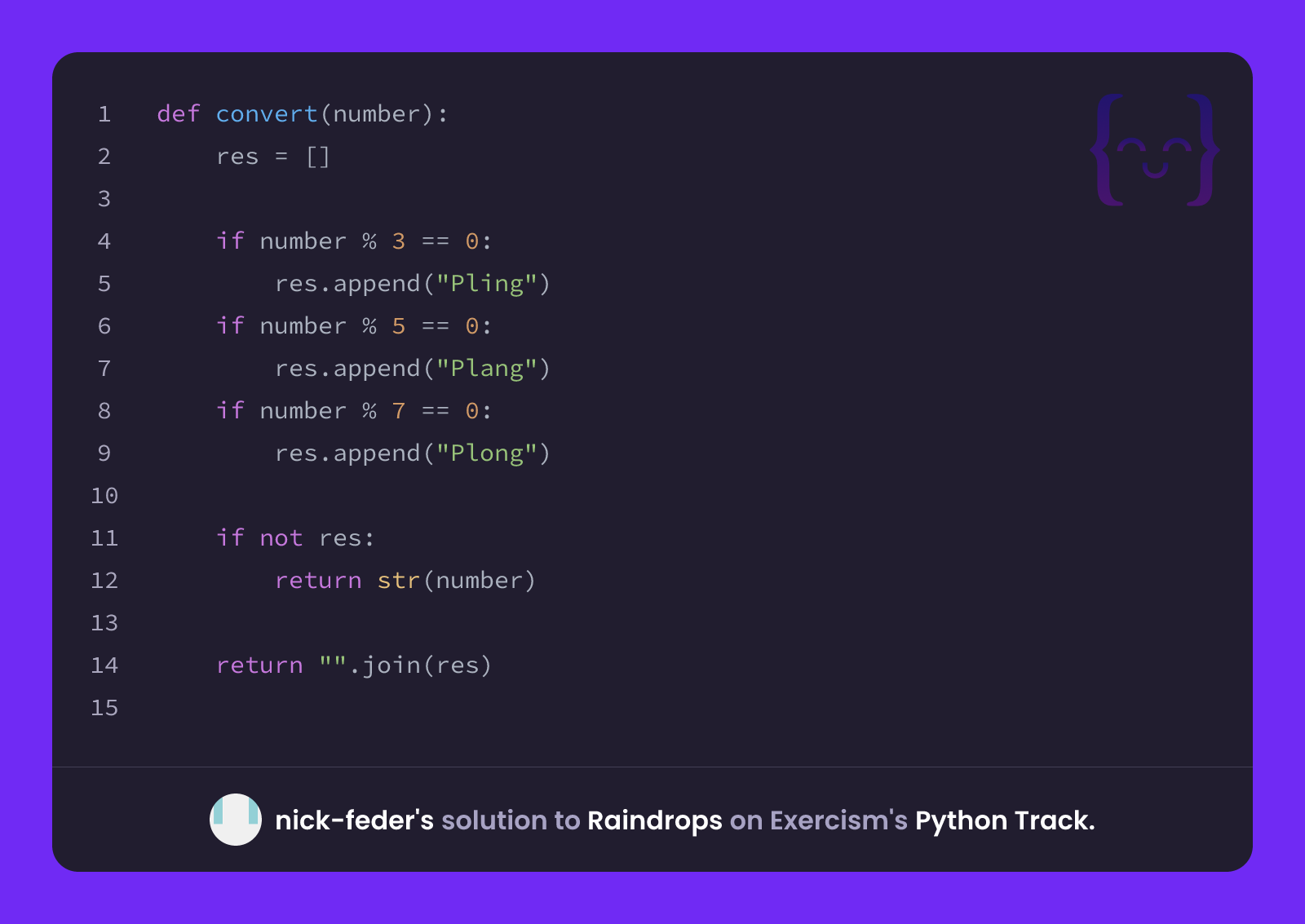 Nick Coghlan Python nick-feder's solution for Raindrops in Python on Exercism