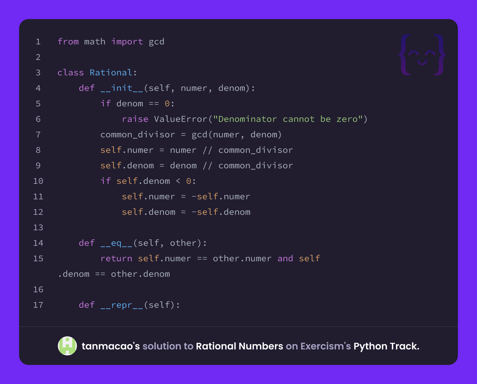 tanmacao's solution for Rational Numbers in Python on Exercism