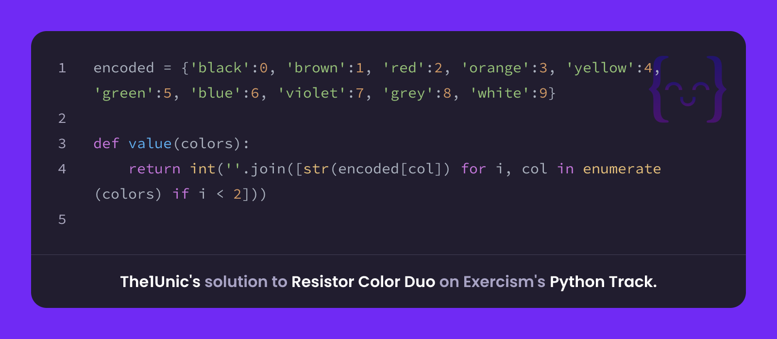 The1Unic's solution for Resistor Color Duo in Python on Exercism