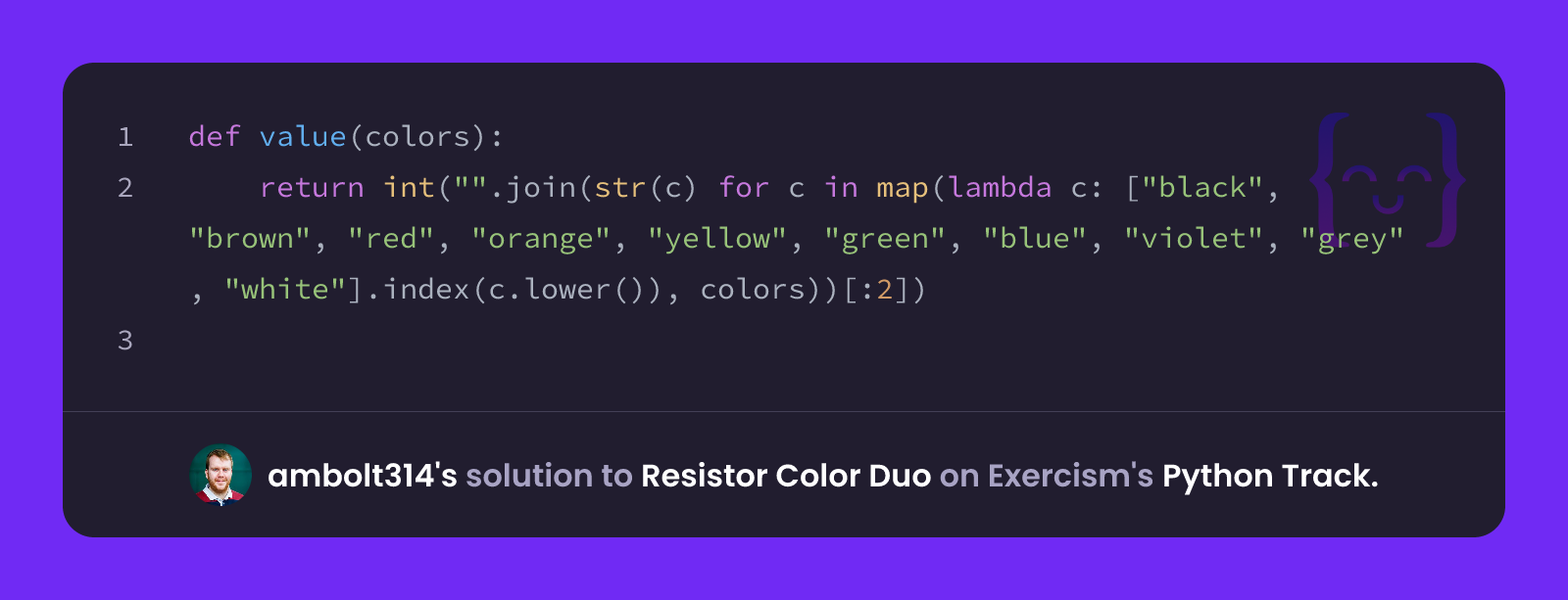 ambolt314's solution for Resistor Color Duo in Python on Exercism