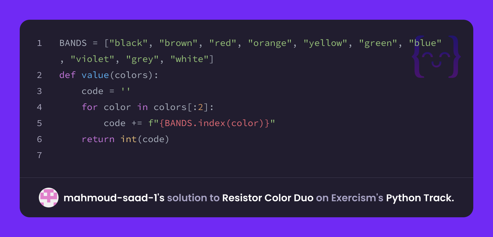 mahmoud-saad-1's solution for Resistor Color Duo in Python on Exercism